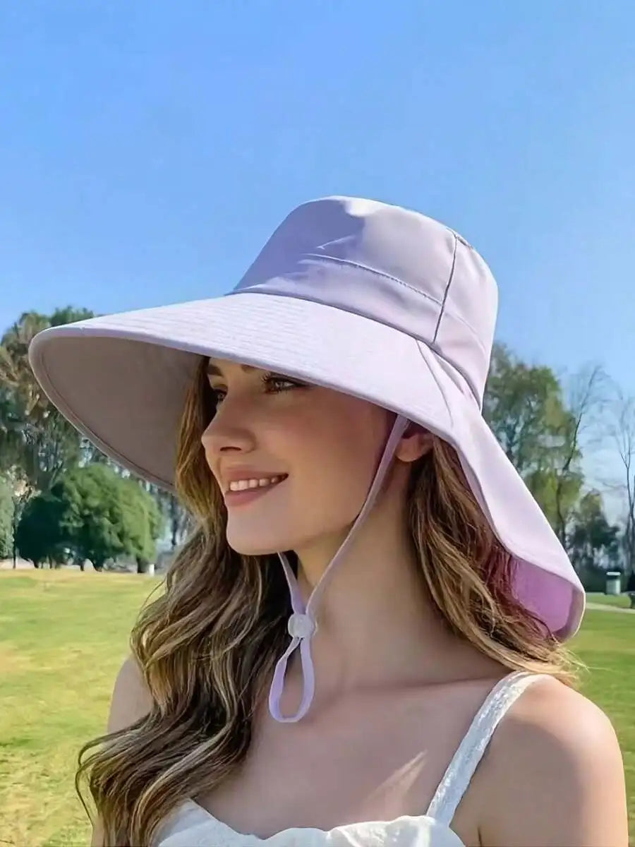 Wide Brim Outdoor Sun Hat with Adjustable Chin Strap for Beach Travel and Everyday Adventures