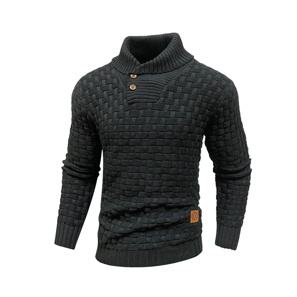 Men's Textured Mock Neck Relaxed Fit Contemporary Knit Sweater Pullover