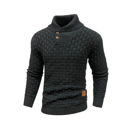 Men's Textured Mock Neck Relaxed Fit Contemporary Knit Sweater Pullover