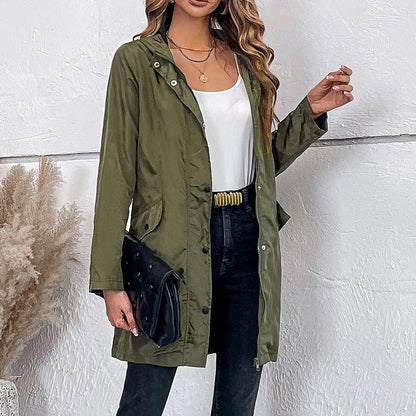 Women's Lightweight Hooded Zip-Up Windbreaker Jacket with Relaxed Streetwear Inspired Silhouette