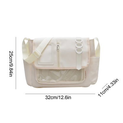 Utility Nylon Crossbody Messenger Bag with Multi Panel Streetwear Styling