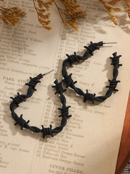 Barbed Wire Heart Hoop Earrings for Gothic Punk Alternative Fashion
