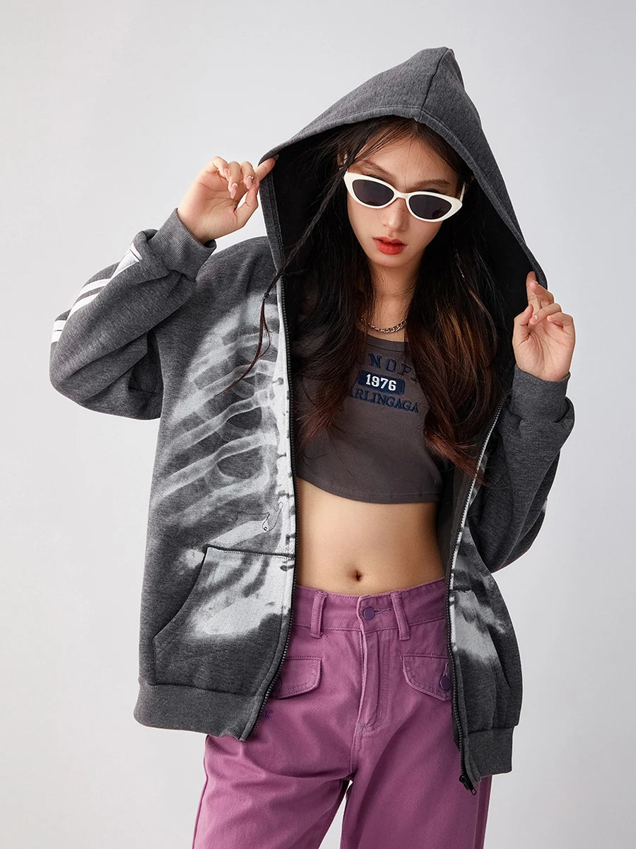 Women's Oversized Zip-Up Streetwear Hoodie with Relaxed Fit for Everyday Casual Layering