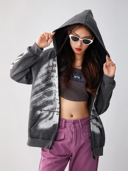 Women's Oversized Zip-Up Streetwear Hoodie with Relaxed Fit for Everyday Casual Layering
