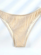 Shimmering Champagne Scoop Neck Bralette Bikini Set