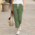 Women's High-Waist Drawstring Straight-Leg Casual Sweatpants with Relaxed Everyday Comfort Fit