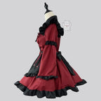 Women's Vintage Inspired Layered Maid Dress with Apron and Ruffle Trim Costume Set