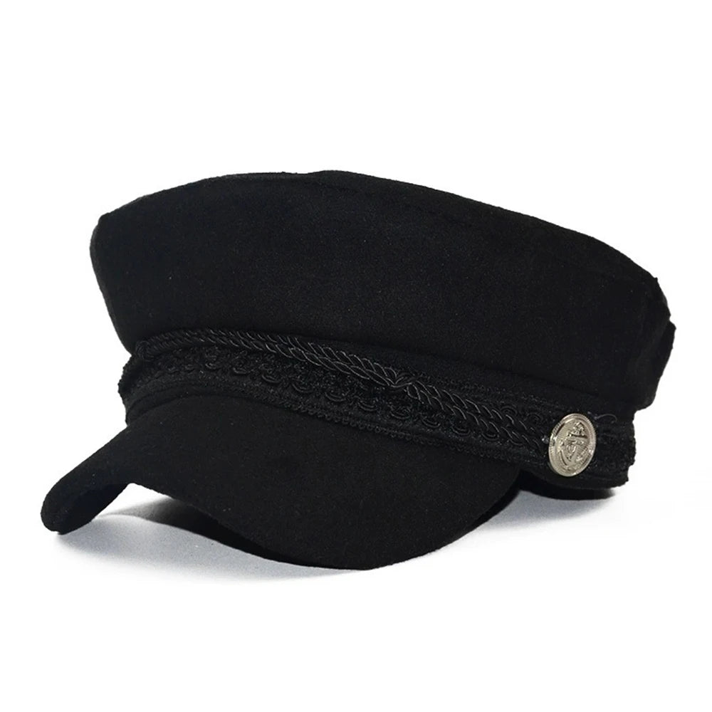 Classic Cotton Blend Military Baker Cap for Vintage Casual Everyday Fashion Style