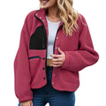 Women's Cropped Teddy Fleece Button Front Jacket Cozy Casual Everyday Layering Outerwear