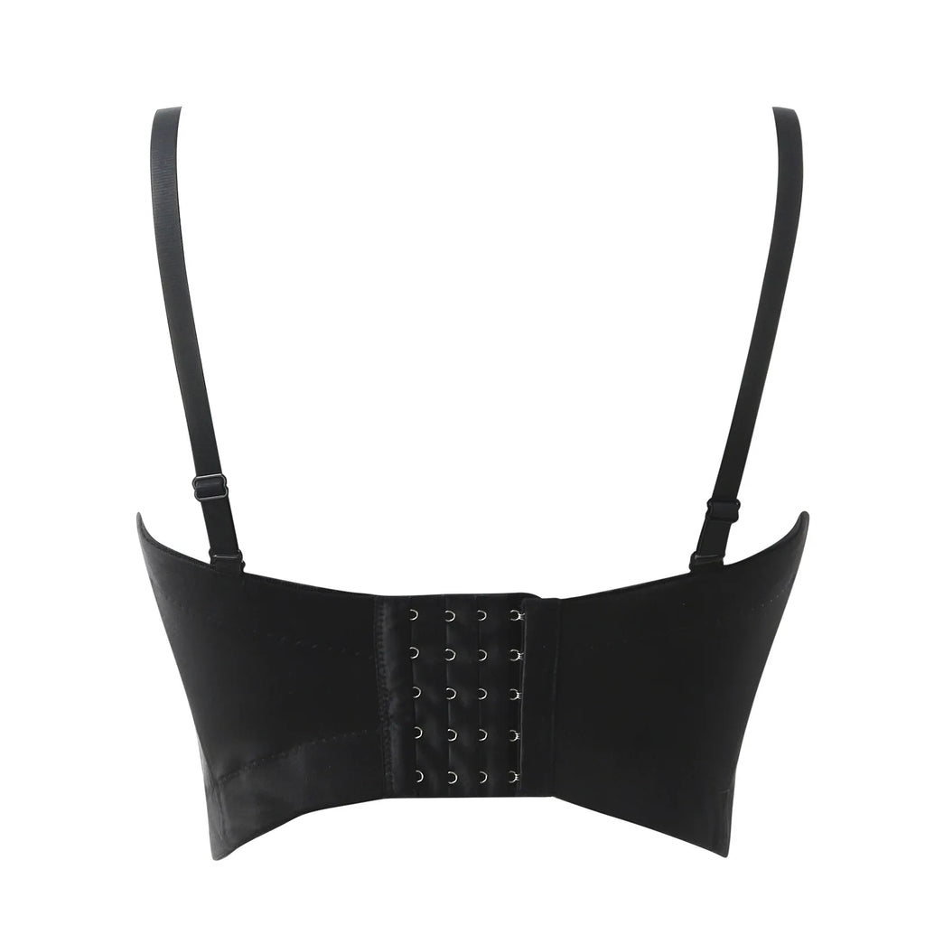 Mirror Sequin Bustier Corset Top with Structured Cups and Adjustable Straps