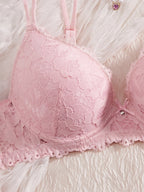 Elegant Floral Lace Scalloped Underwire Bra and Panty Set