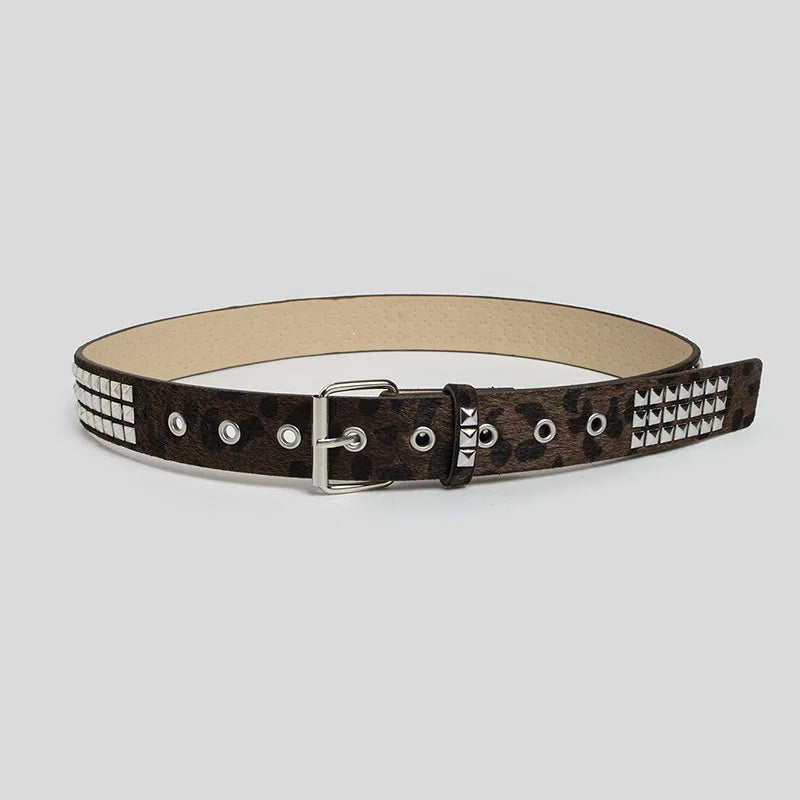 Faux Fur Rivet Waist Belt for Punk Y2K Alternative Fashion Styling