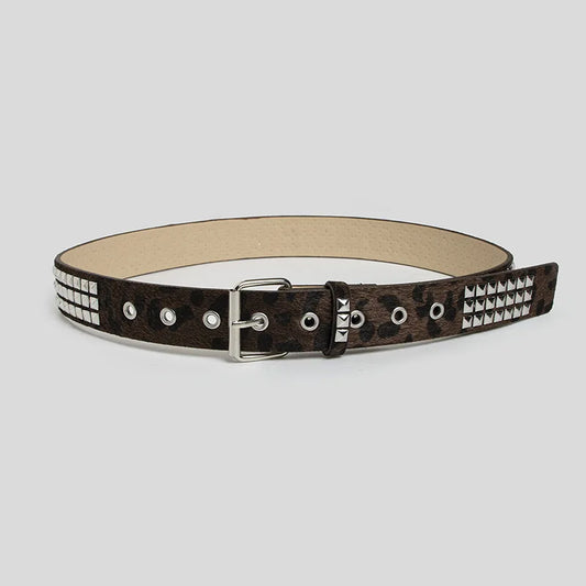 Faux Fur Rivet Waist Belt for Punk Y2K Alternative Fashion Styling