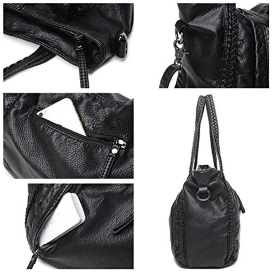 Oversized Slouchy Hobo Shoulder Bag with Soft Leather Look Finish