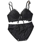Scalloped Floral Lace Push-Up Bra with Side Smoothing Wings and Coordinated Brief Set