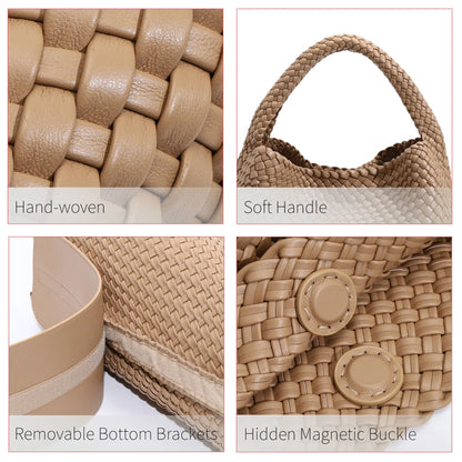 Soft Woven Texture Hobo Tote Shoulder Bag with Relaxed Structure