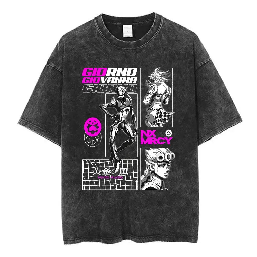 Gothic Manga Streetwear Oversized Washed Graphic T-Shirt