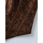 Regal Brown Floral Brocade Strapless Corset with Plunging Sweetheart Neckline