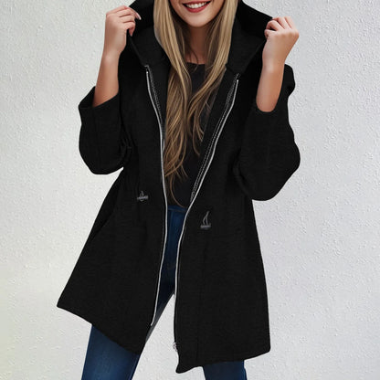 Women's Oversized Hooded Zip Front Jacket with Relaxed Open Style Streetwear Layer