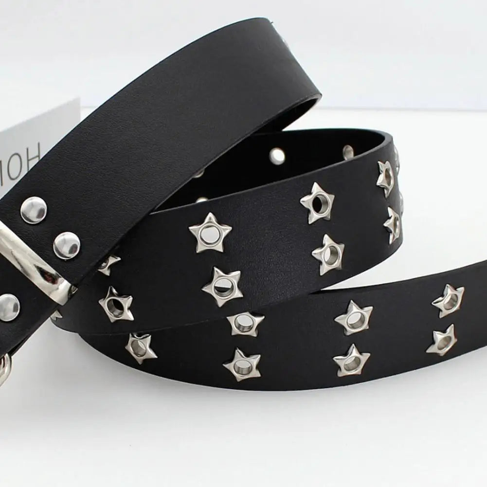 Double Row Star Rivet Belt for Punk Gothic Y2K Streetwear Fashion