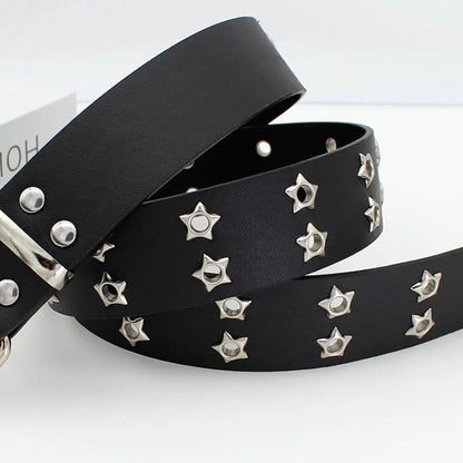Double Row Star Rivet Belt for Punk Gothic Y2K Streetwear Fashion