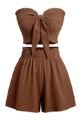 Front Knot Strapless Top and Shorts Summer Casual Co-Ord Set