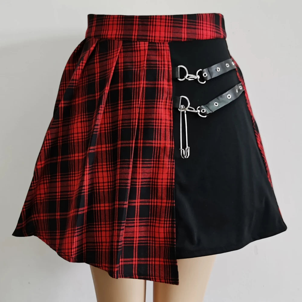 Plaid Tiered Ruffle Mini Skirt Lace Trim Gothic Inspired Alternative Bottom