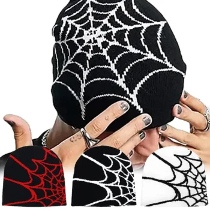 Spider Web Pattern Knit Beanie for Contemporary Streetwear Casual Everyday Fashion and Comfort