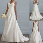 Elegant Sleeveless A-Line Maxi Dress with Lace Detail and V Neck