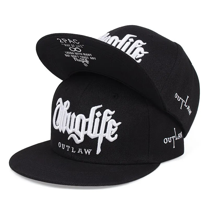Embroidered Flat Brim Snapback Cap Adjustable Hip Hop Streetwear Baseball Hat