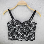 Floral Lace Bustier Top with Embroidered Detailing and Structured Cups