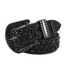 Rhinestone Studded Statement Belt for Glam Punk Gothic Fashion Styling