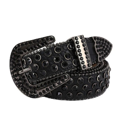 Rhinestone Studded Statement Belt for Glam Punk Gothic Fashion Styling