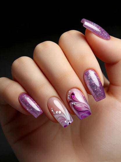 Gothic Scroll Pattern Press On Nails with Dark Feminine Artwork