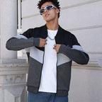 Men's Color Block Zip-Up Bomber Jacket with Modern Casual Streetwear Fit