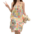 Floral Mid-Calf Cami Nightgown with Square Neckline, Delicate Appliqué Details and Lightweight Summer Sleepwear Silhouette