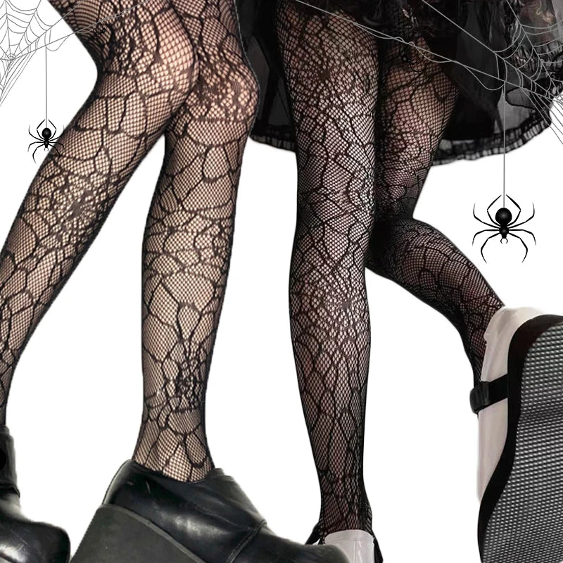 Spider Web Pattern Fishnet Tights Gothic Alternative Fashion Mesh Hosiery