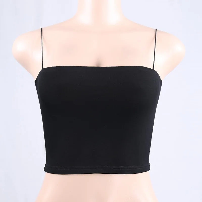 Strapless Bandeau Crop Top with Stretch Slim Fit Minimalist Streetwear Summer Style