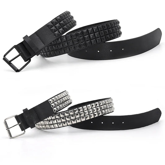 Triple Row Pyramid Studded Belt for Punk Rock Alternative Styling