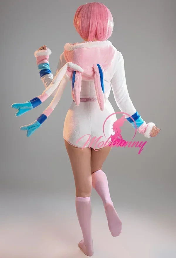 Women's Hooded Velvet Romper with Bunny Ear Hood, Front Zipper and Coordinated Accessories