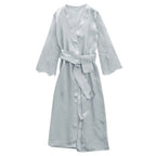 Glamorous Floor-Length Satin-Finish Robe with Sheer Floral Lace Statement Sleeves