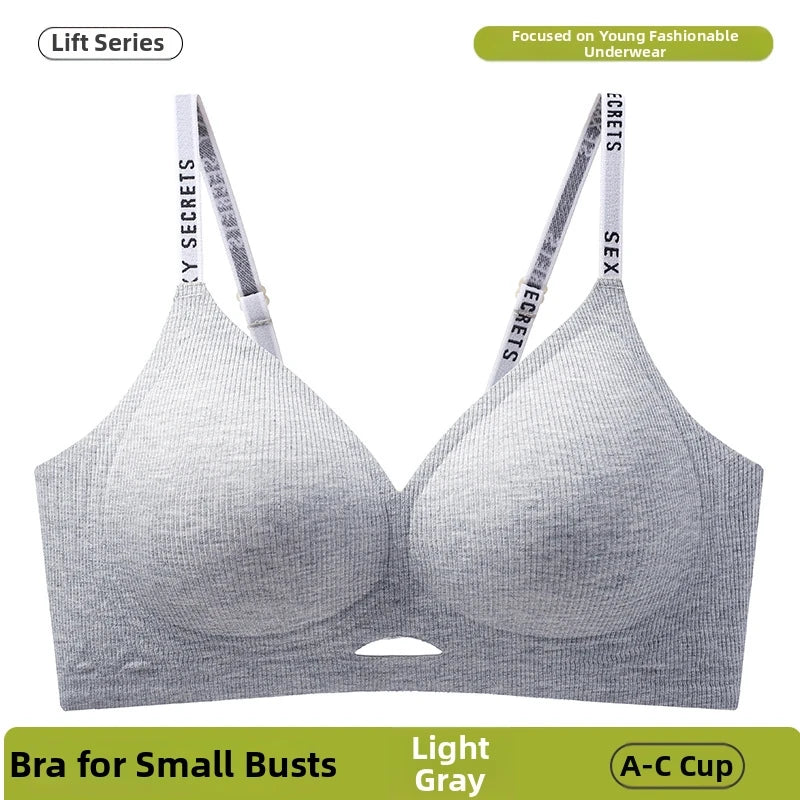 Heathered Grey Ribbed Maternity Bra with Sporty Lettered Straps