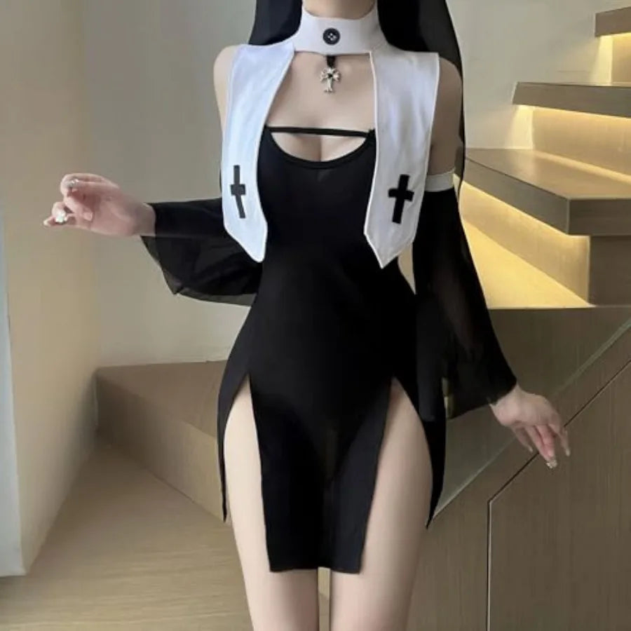 Modern Asymmetrical Split Hem Mini Dress With Statement Collar And Flared Sleeves