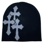 Abstract Graphic Polyester Knit Beanie for Modern Streetwear Casual Winter Everyday Fashion Style