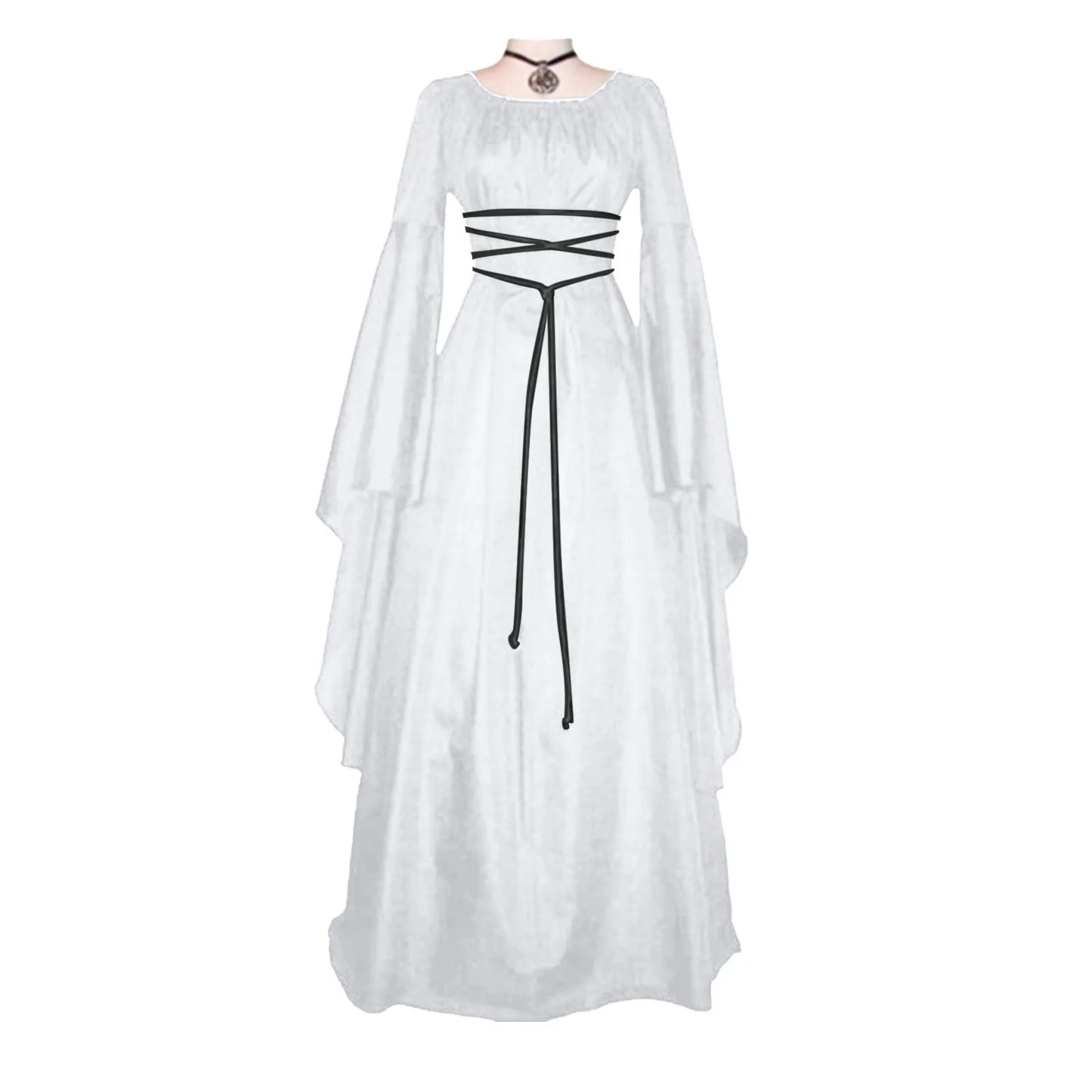 Fantasy-Inspired Gothic Empire Waist Maxi Dress with Elegant Flowing Drape