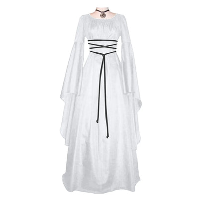 Fantasy-Inspired Gothic Empire Waist Maxi Dress with Elegant Flowing Drape