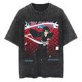 Retro Anime-Inspired Sword Warrior Streetwear Oversized Washed Cotton T-Shirt