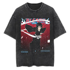 Retro Anime-Inspired Sword Warrior Streetwear Oversized Washed Cotton T-Shirt