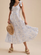 Spaghetti Strap Tiered Maxi Dress with Flowing Contemporary Silhouette