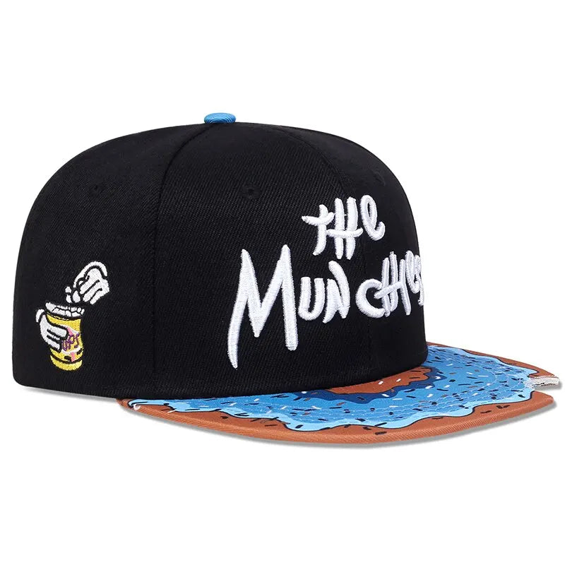 Embroidered Flat Brim Snapback Cap Graphic Underbrim Streetwear Hip Hop Fashion Hat